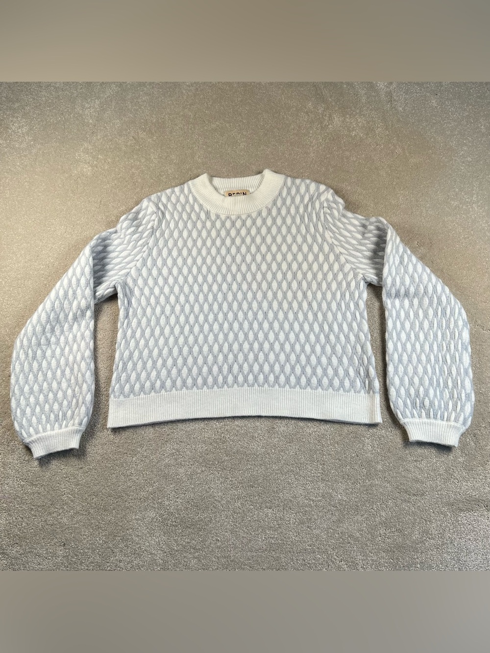 Pepin Anthro Sweater Mock Crew Stretchy diamond Light‎ Blue women's small